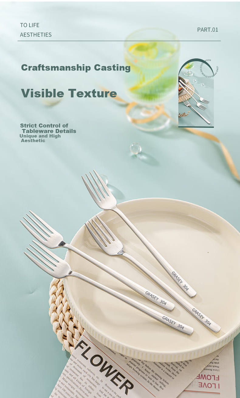 Guangyi 304 Stainless Steel Fork Set 2pcs Dessert Fork Fruit Fork Salad Instant Noodle Fork Cutlery GY7870 3