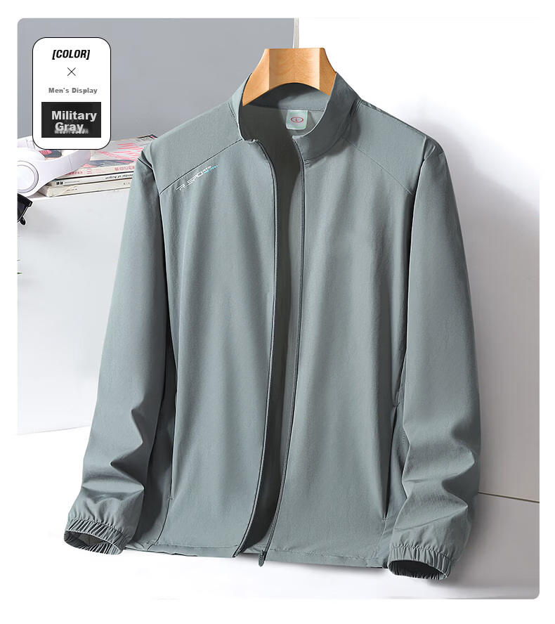 ROMON Men's Sun Protection Jacket Long Sleeve Lightweight Skin Jacket Stand Collar Cycling Shirt Iceland Blue 2XL 9