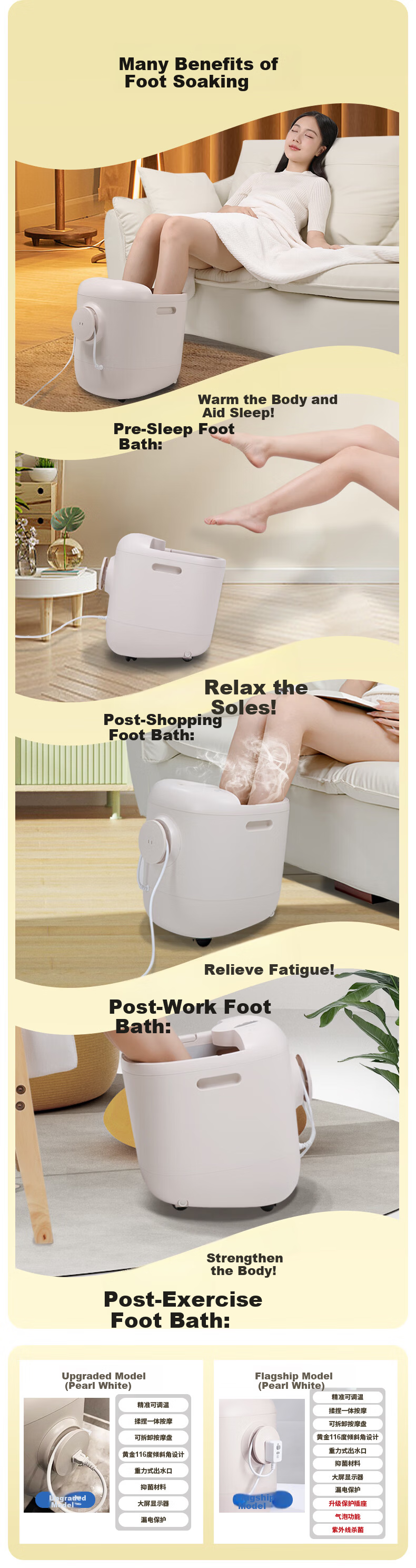MIAOJIE Z7 Foot Soaking Tub with Moxa Heat Pad, Fully Automatic Constant Temperature Heating, Electric Massage Foot Bath, Smart UV Sterilization, Calf Washing Tub for Men and Women, Gold 19