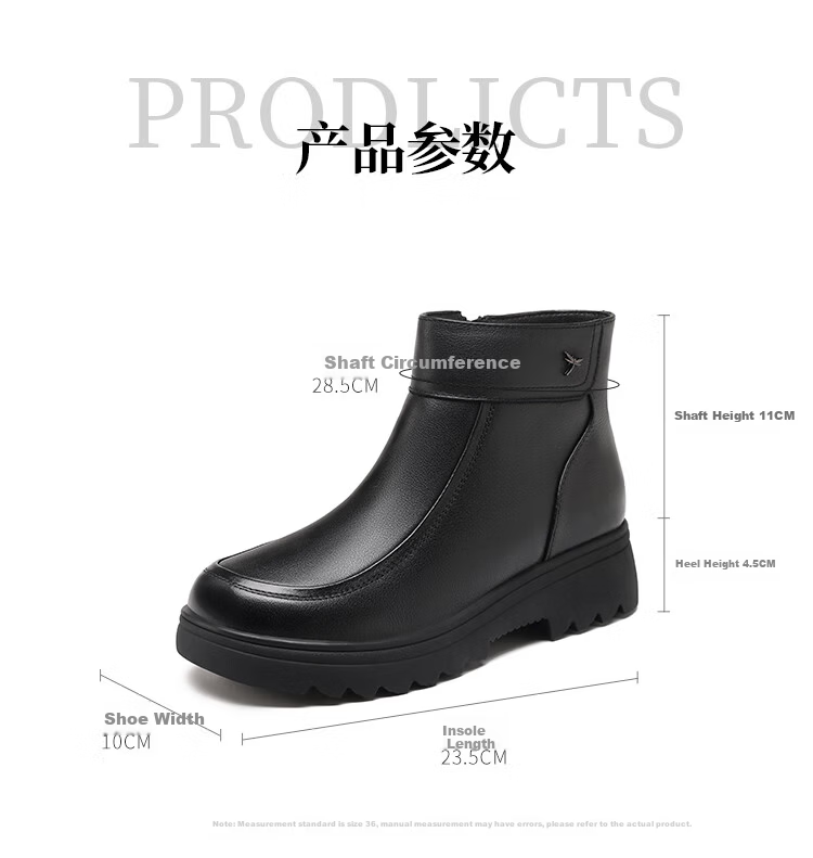 Red Dragonfly Women's Winter Fleece-Lined Warm Comfortable Short Boots Soft Sole Lightweight Middle-Aged and Elderly Mom Boots WLC459861R Black Size 38 6