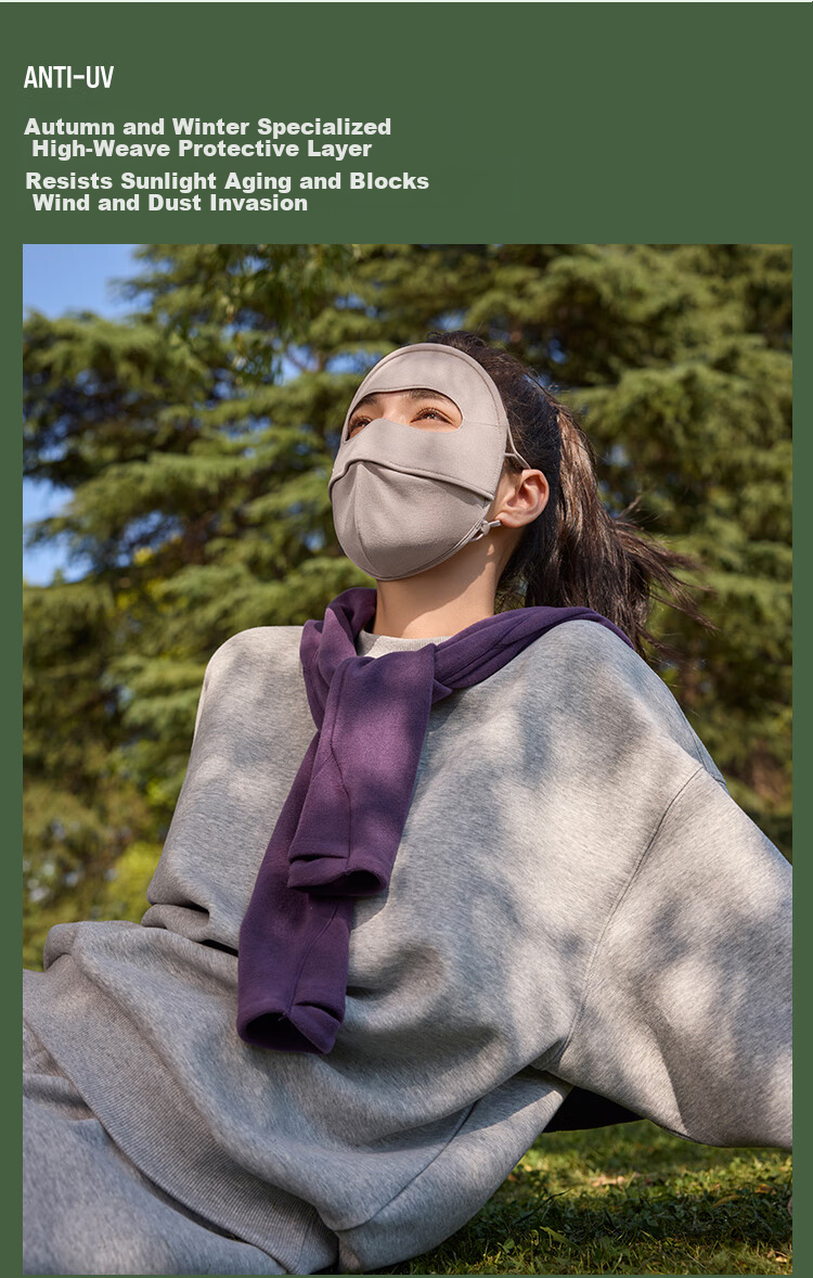Beneunder Autumn Winter Sun Protection Moisturizing Cycling Face Mask Windproof Visor Face Bikini High-Value Women's Brown 29