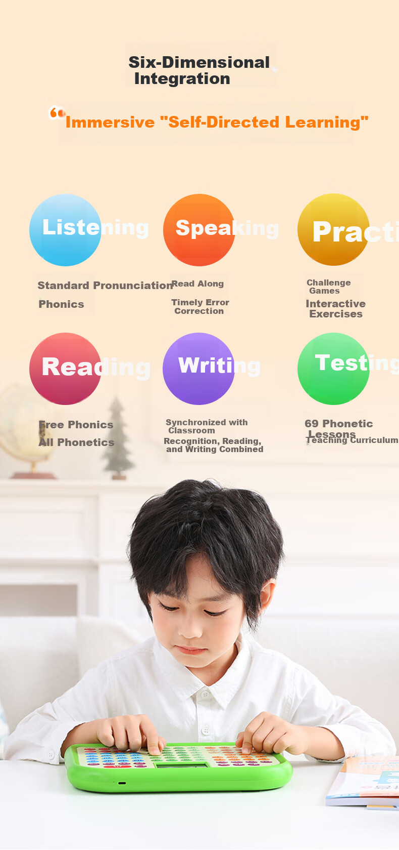 Qipao Pinyin Learning Machine Phonics Training Device Early Childhood Transition Grade 1 Textbook Synchronized Literacy Ancient Poetry Reading Pen Children's Educational Toy Student Birthday Gift Earl 7