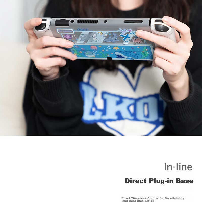 Jixiang Swtich OLED Protective Case, Game Console Cover, Moon Landing Plan Detachable Transparent Shockproof Hard Shell, Handheld Case with Direct Plug-In Base, Switch Protective Case 31