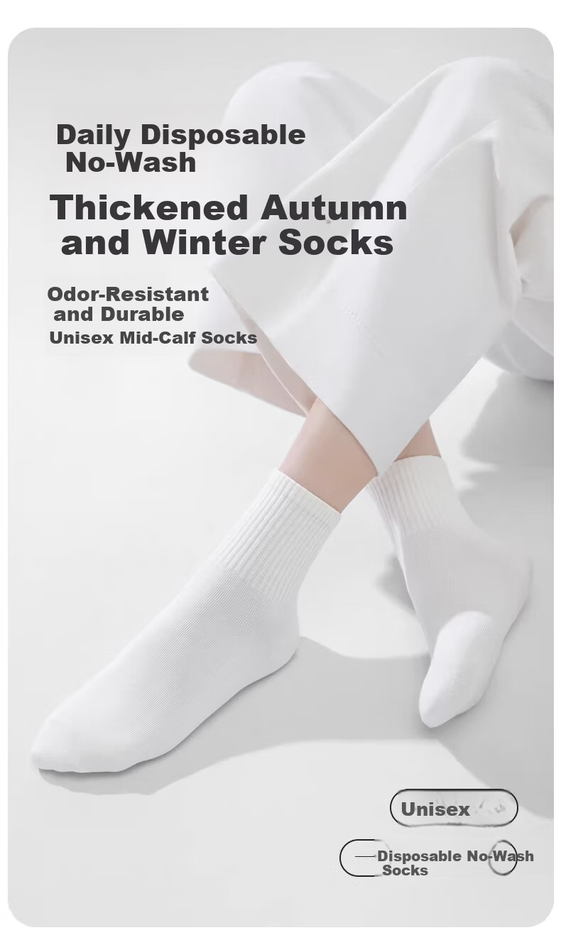 Turou Disposable Socks Unisex Sweat-Absorbing Odor-Resistant Thickened Portable Travel White Mid-Calf 10 Pairs 1