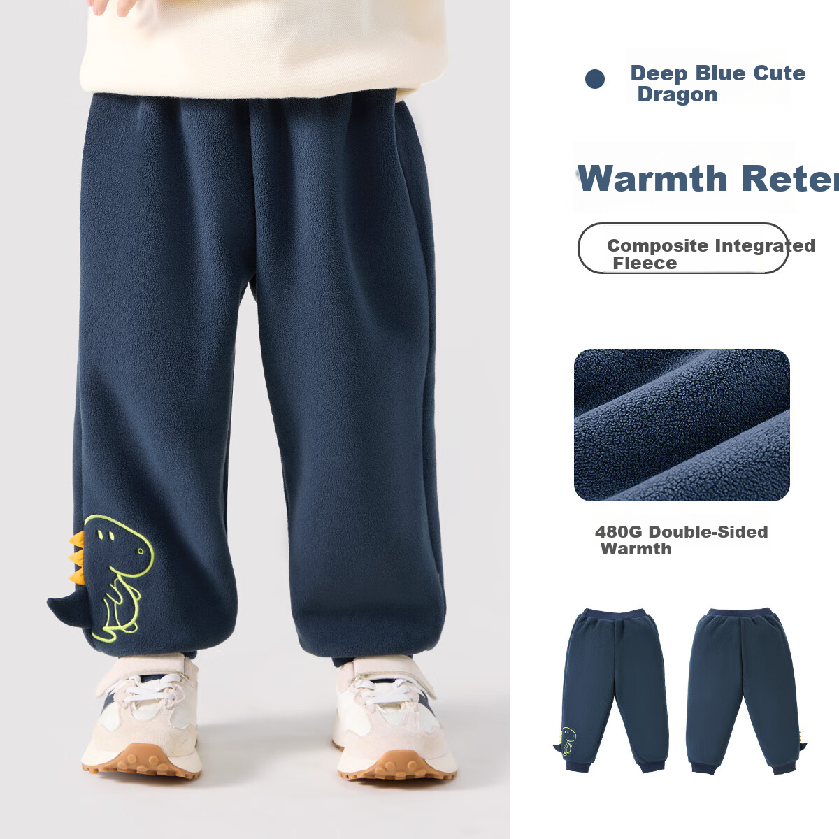 Aibedila Kids Pants Spring Autumn Thickened Sweatpants Boys Long Pants Autumn Baby Children's Casual Double-Sided Fleece Blue Size 90