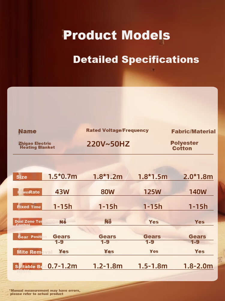 CHIGO High-Temperature Power-Off Single/Double 3C Certified Water Heating Electric Heated Blanket 1.2x1.8m 21