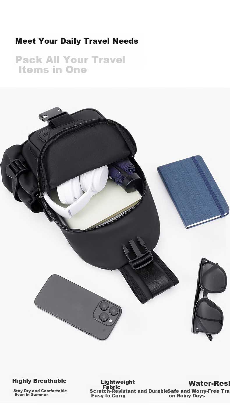 JEEP Men's Outdoor Crossbody Bag Sports Small Backpack Large Capacity Shoulder Bag Casual Commuter Water-Resistant Phone Bag 2