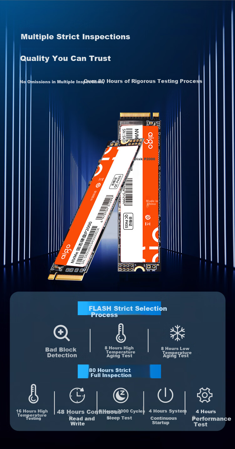 Aigo 512GB SSD Solid State Drive M.2 Interface NVMe Protocol PCIe 3.0 High-Performance Controller Compatible with Desktop And Laptop P3000 Read Speed 3400MB/s 10