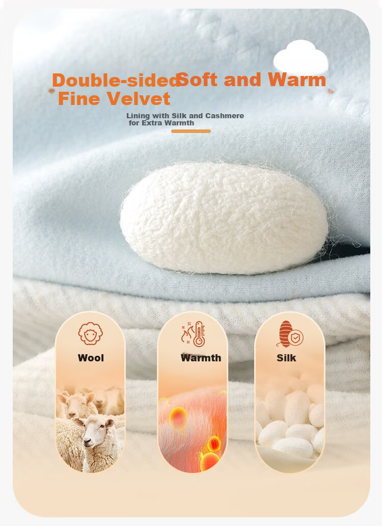 Yalu Wool and Silk Patch Knee Support Warm Pants Men's Thermal Underwear Thin Fleece Plus Size Cotton Wool Knit Base Layer Pants 2