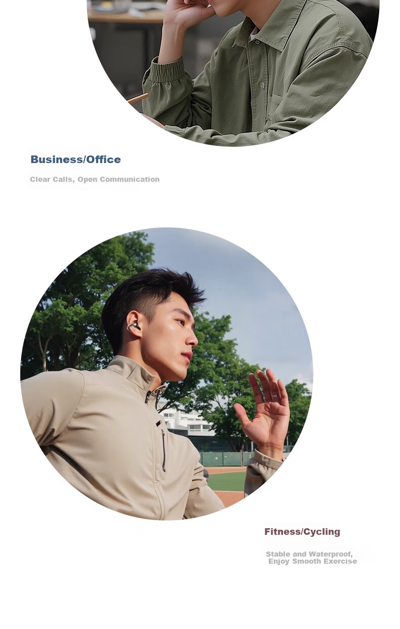KINYO Bluetooth Earphones 2025 New Bone Conduction Clip-On AI Translation Wireless Sports Running i7 28