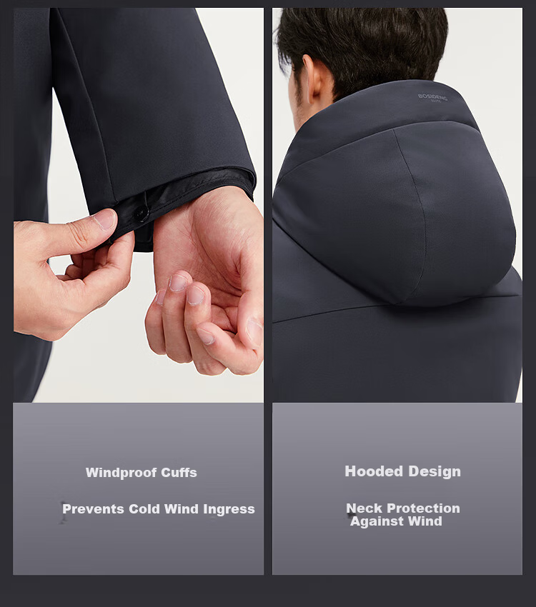 BOSIDENG Off-Season Men's Thickened Hooded Loose Mid-Length Business Versatile Mall-Style Down Jacket 10