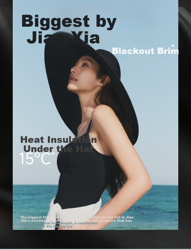 Beneunder Women's Extra Large Brim Black Coated Sun Protection Umbrella Hat Shoulder Cover UV Protection Compact Storage Matte Black 7