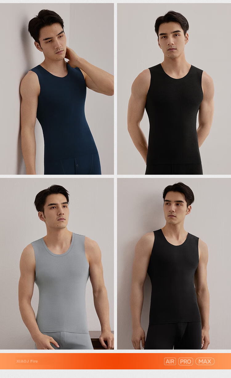 HLA [Xiao Huo-Air7] Men's Thermal Vest Double-Sided Fleece 230g Antibacterial Heating Warm Jacket Vest 2-Pack 12