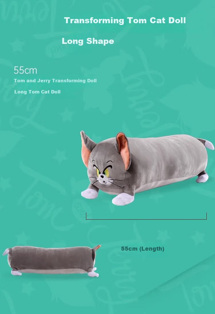 Tom and Jerry Plush Long Body Pillow Sleeping Pillow Girl Hugging Doll Cushion Toy Tom Cat Deluxe Edition 65cm 40