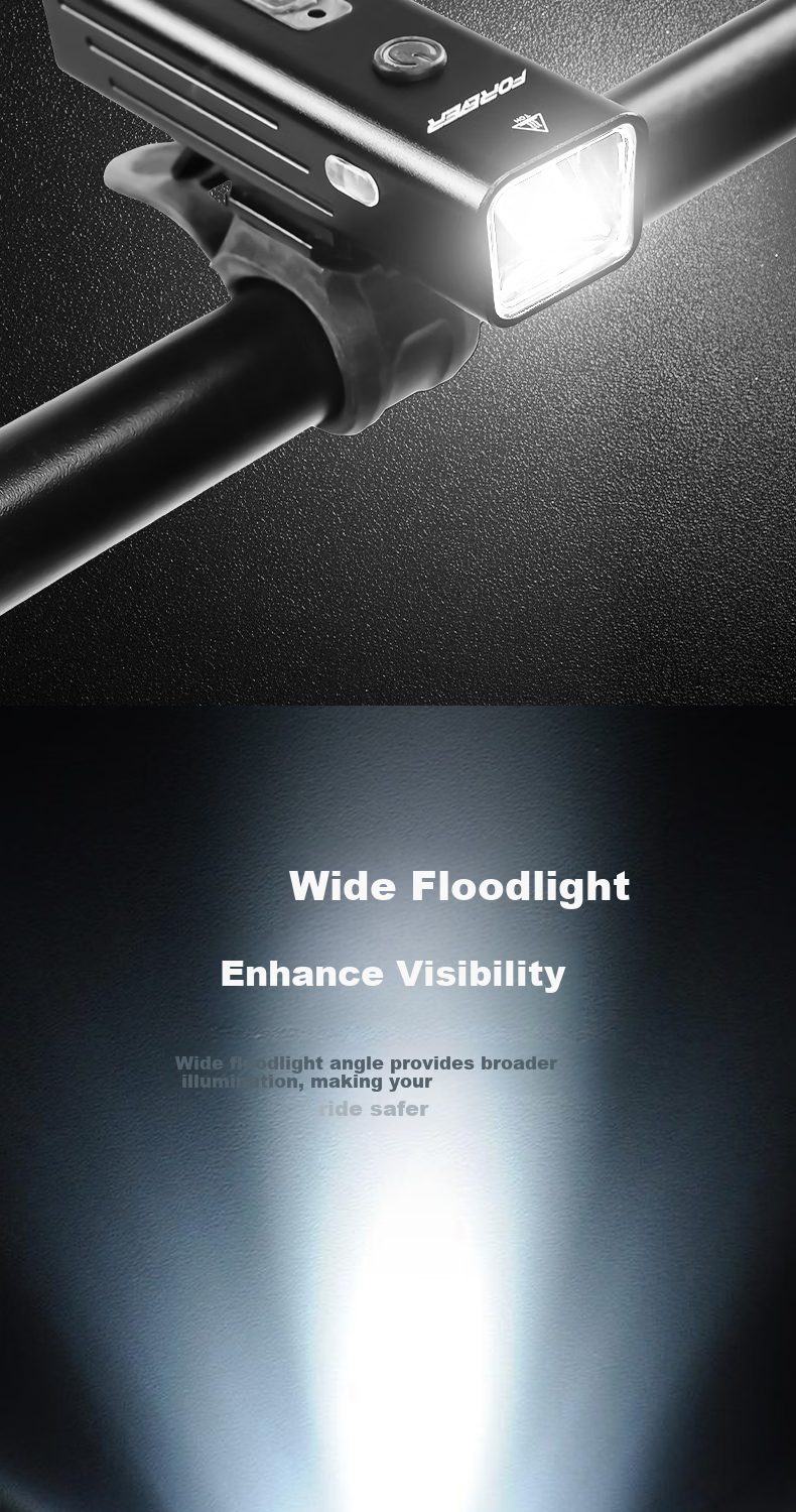 Forever Bicycle Front Light Night Riding High Brightness Flashlight 260 Lumens 4 Modes 800mAh 8