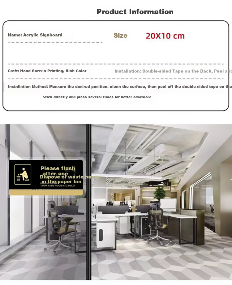 Yijuzhangning Large Acrylic Adhesive Sign for Men And Women, Bathroom Indicator Plate, Restroom Door Sign, 24.5*12cm 2