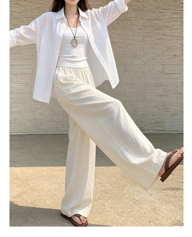 Langsha Linen Wide-Leg Pants for Women 2026 New Summer Thin High-Waist Breathable Relaxed Casual Curved Leg Pants 12