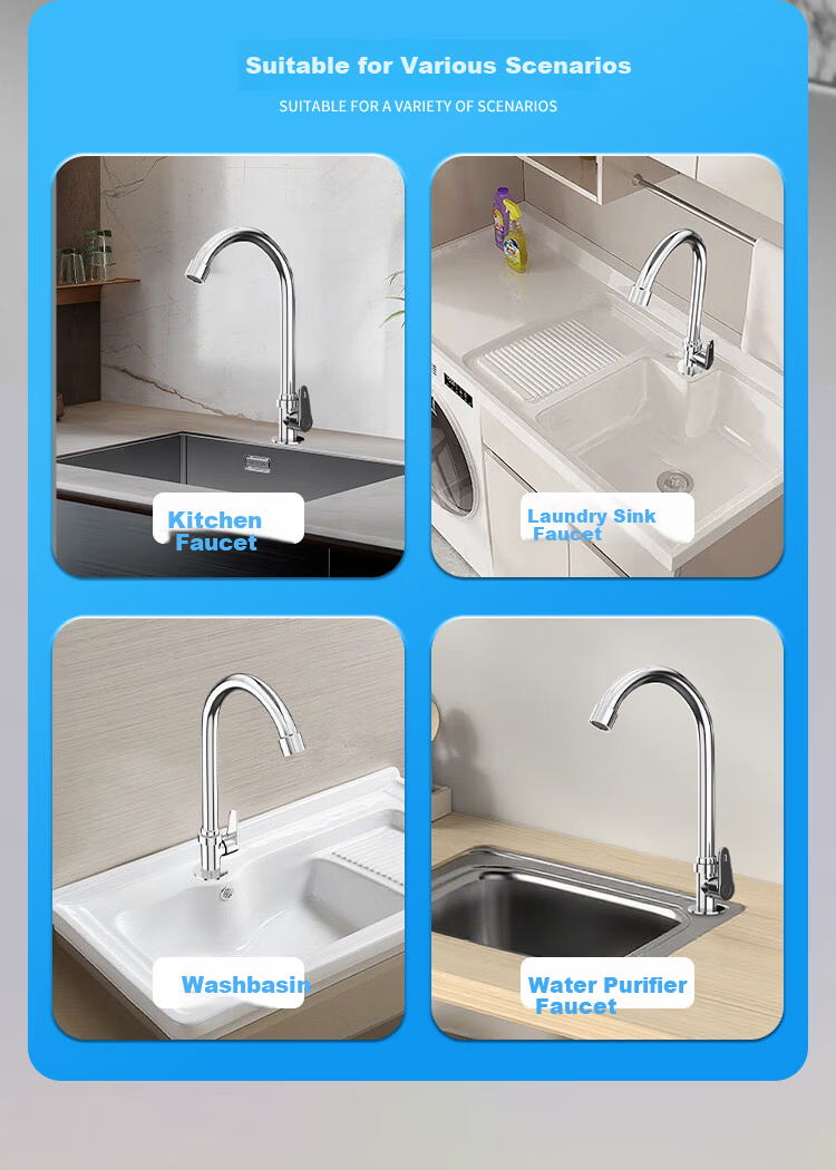 MJONI Kitchen Faucet Stainless Steel Single Cold Bubble Water Tap for Sink YLSDA 6