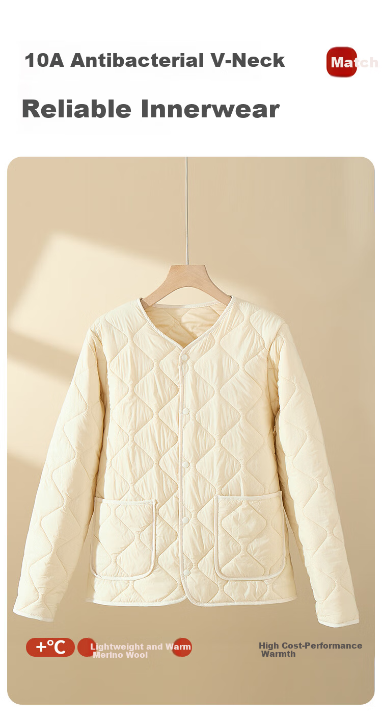 MiiOW [10A Antibacterial] Women's Wool Coat Autumn Winter Simple Windproof Long Sleeve Lightweight Warm Cardigan Top 6