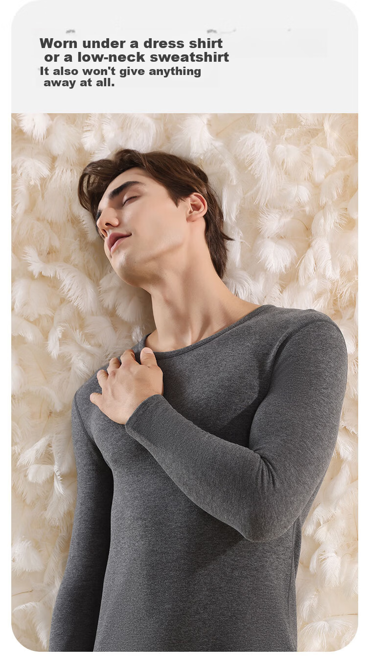 MiiOW [Acetate Goose Down Cashmere Silk] German Velvet Thermal Men's Warm Underwear Set Autumn Long Johns Thermal Suit 16