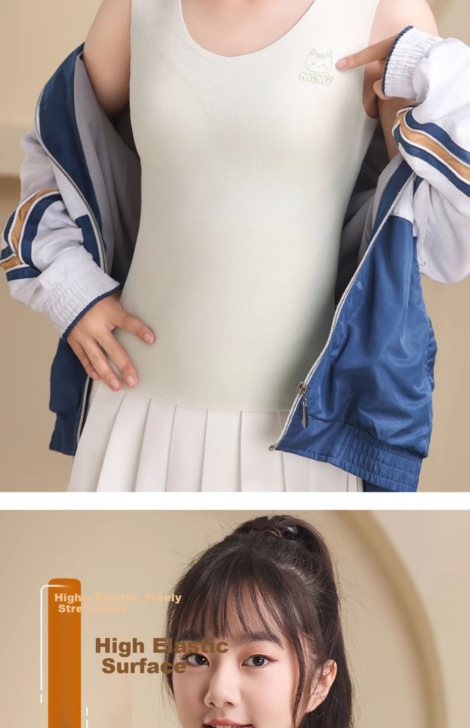 MiiOW 2-Pack Girls' Thermal Underwear Vests for Adolescents, New Autumn/Winter 2025 Children's Bras for Middle and High School Students 9