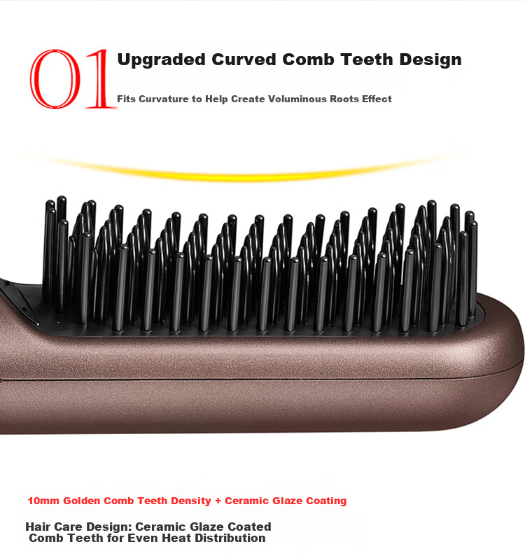 GUGE [567 Million Negative Ions] German Wireless Hair Straightening Brush Dual-Use Negative Ion Straightening and Curling Comb High Volume Hair Clip Flat Iron Mother's Day Gift 9
