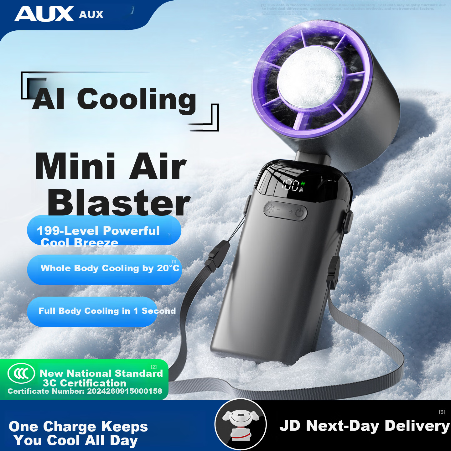 AUX Handheld Mini Fan Semiconductor Air Conditioner Cooling Portable Foldable Desktop USB Electric Fan Ice Compress Silent Long Battery Life Outdoor Student Cooling Gadget