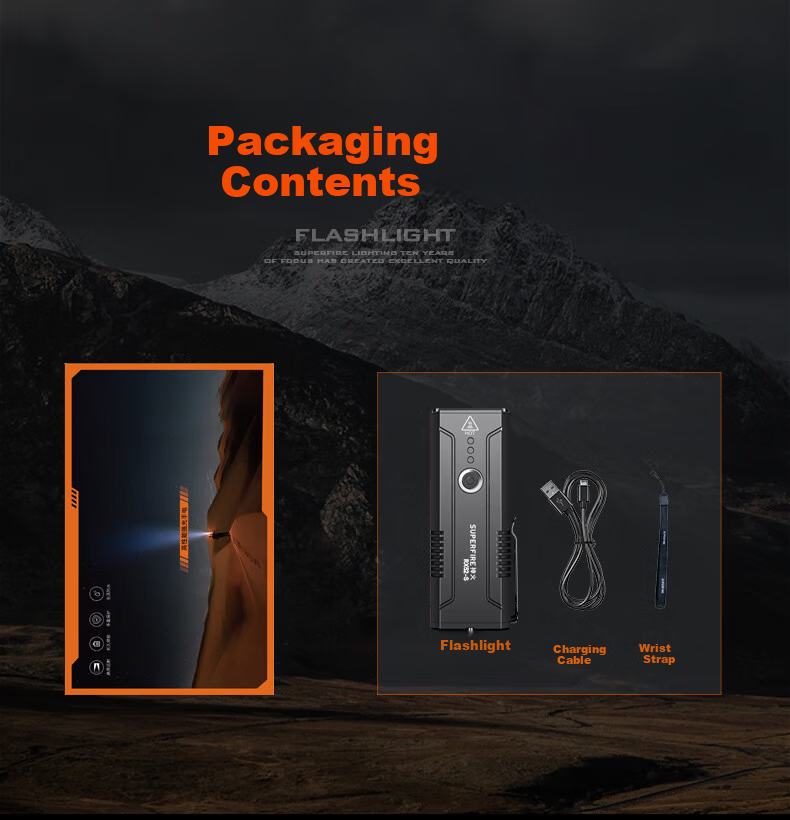 SupFire RX52-S Flashlight High Brightness Long Battery Life Long Range Outdoor Military Spotlight 200000 Lumens 16