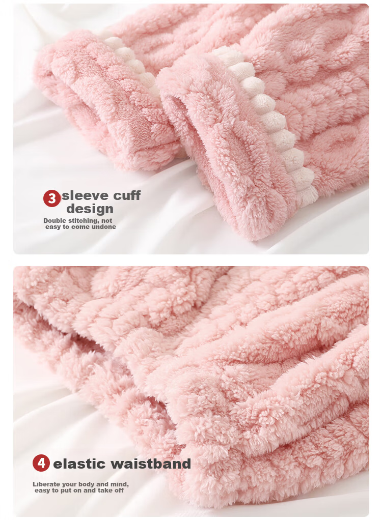LangSha Children's Coral Fleece Pajamas Girls Autumn Winter 2025 New Thickened Flannel Homewear for Big Girls 5