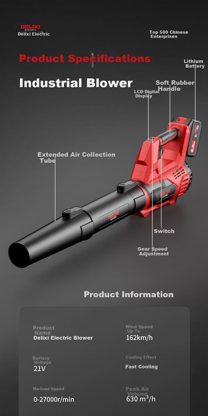 DELIXI ELECTRIC Lithium Battery Blower Snow Blower Cordless High-Power Dust Blower Strong Dust Remover 15
