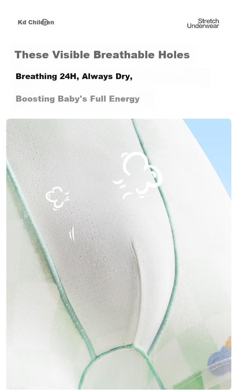 PurCotton Children's Underwear for Boys And Girls, 5A Antibacterial, Cloud Flying + Winter Blue + Line Drawing Flying 4