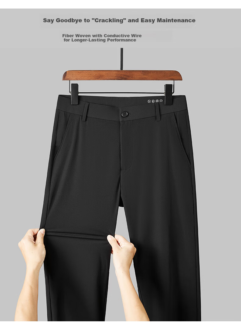 Ayoupang Lightweight Luxury Plus Size Three-Proof Business Casual Men's Loose Fit Extra Large Straight Leg High Elasticity Trousers 3