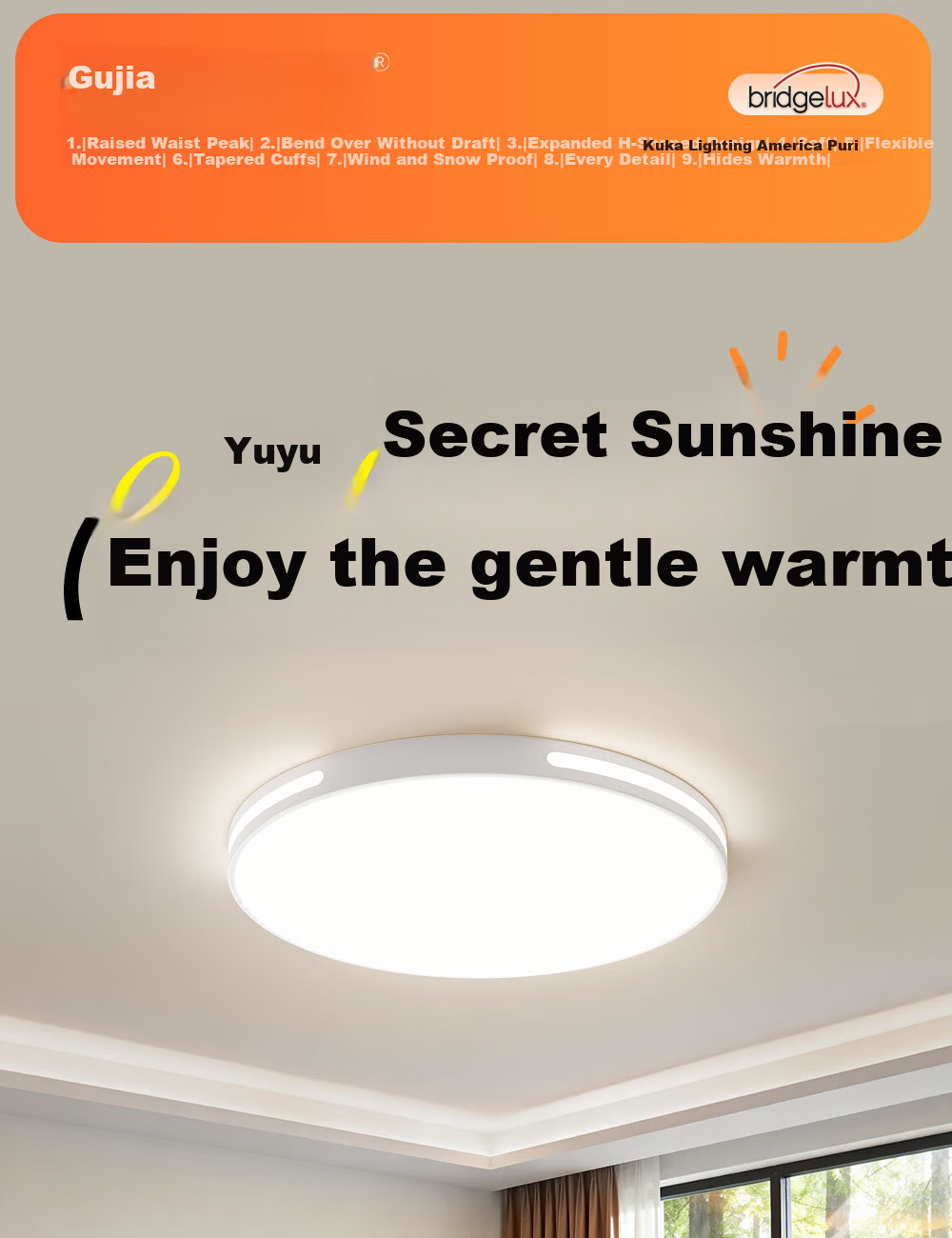 Kuka LED Ceiling Light Eye Protection PR Light Source Living Room Bedroom Lighting 40cm Round - Three Colors [Installation Included] 3