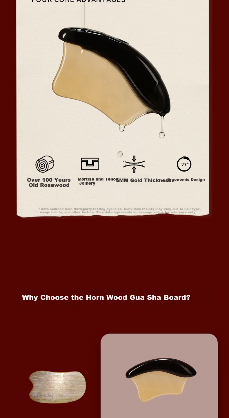 Chaojun Natural Sheep Horn Gua Sha Board Sandalwood Facial and Full Body Massage Mother's Day 520 Gift for Mom Wife Girlfriend 5
