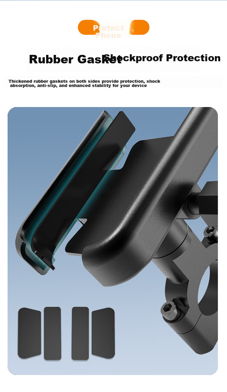 BZBC Aluminum Alloy Phone Holder for Electric Motorcycle, Electric Bicycle, Delivery Rider Shockproof Navigation Mount, Mountain Bike and Road Bike Handlebar Phone Mount 9
