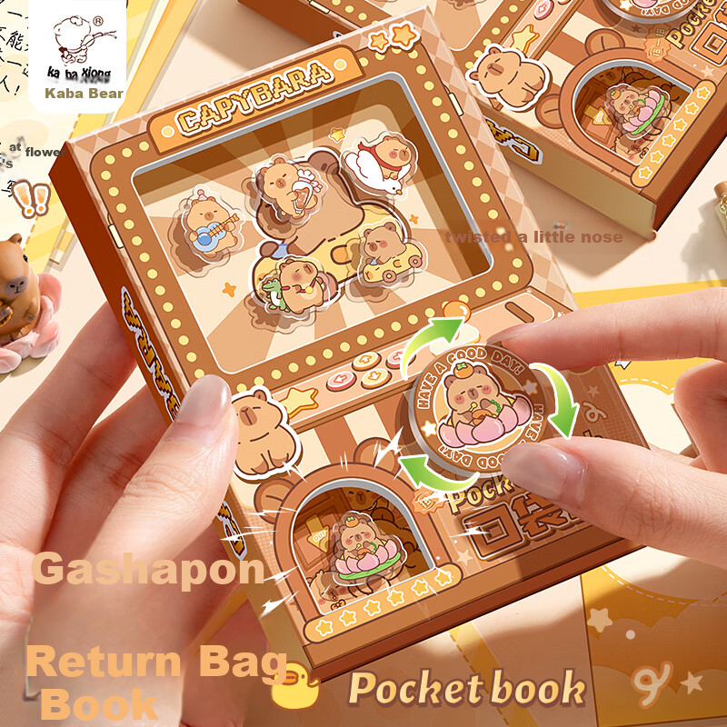 Kaba Bear High-Value Pocket Portable Notebook 80 Pages Gashapon Fun Full-Color Capybara Notebook