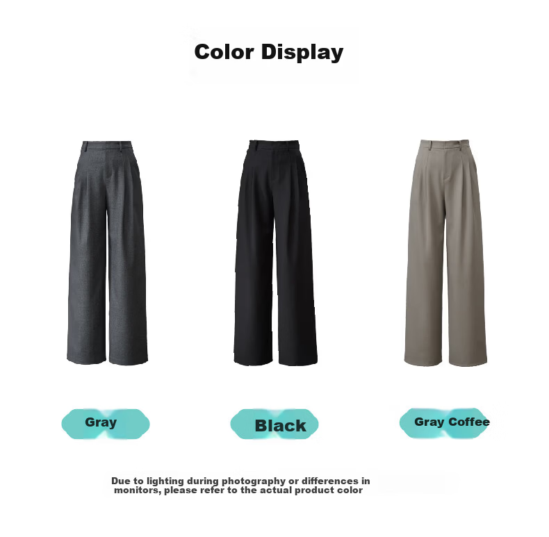 ESE-Y Lyocell Acetate Wide-Leg Suit Pants for Women 26 Spring New High-Intelligence Commuting Wide Straight Pants Gray 31 26