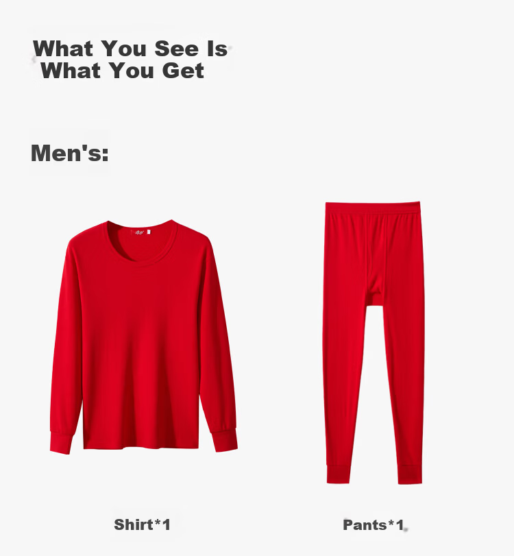 LangSha Women's Red Autumn Thermal Underwear Set Pure Cotton Thin Warm Base Layer for Youth Lucky Year 11