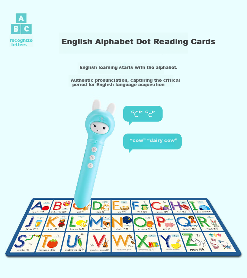 Huohuo Rabbit Smart Reading Pen Children's English Enlightenment Early Education Reading Learning Machine Boys and Girls Toy Children's Day Gift 7