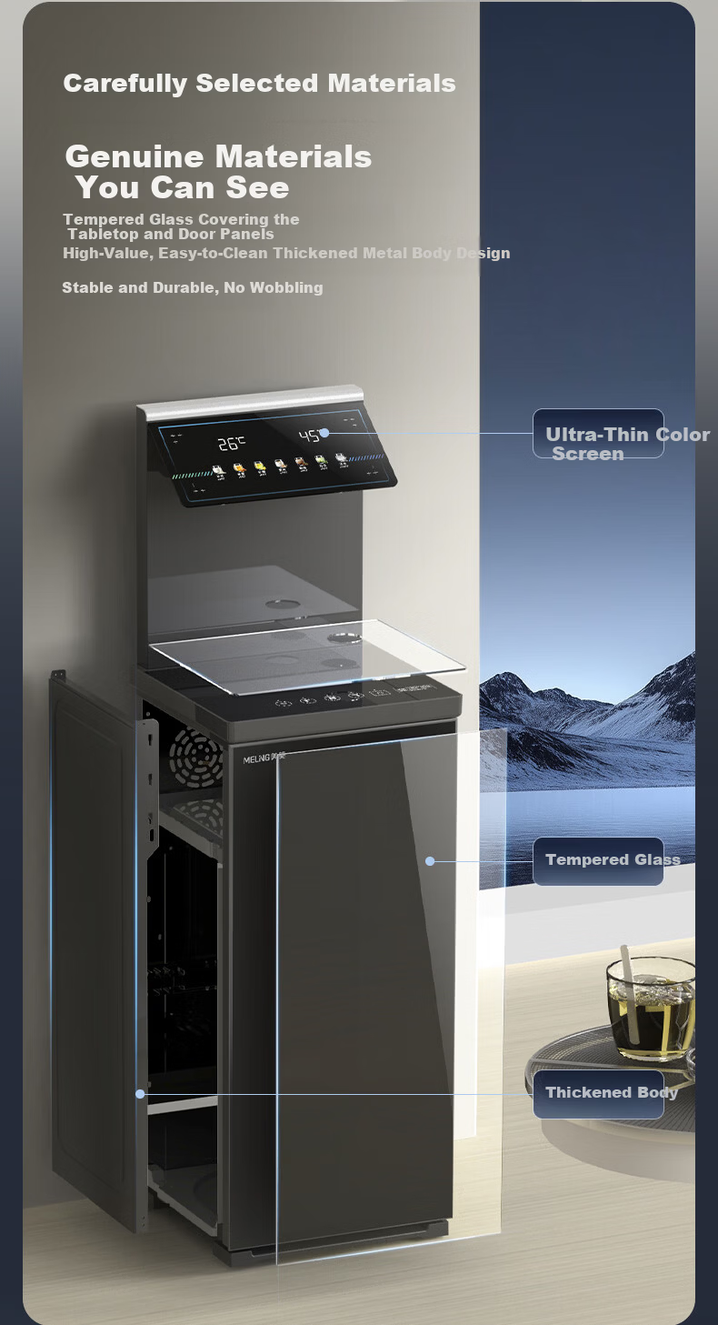 Meiling Tea Bar Machine Home Living Room Barrel Bottom Tea Bar Cabinet Intelligent Anti-Overflow Electric Kettle Office Standing Water Dispenser Sprinkler Tea Brewing MY-A151 Small Fountain MAX2.0 7