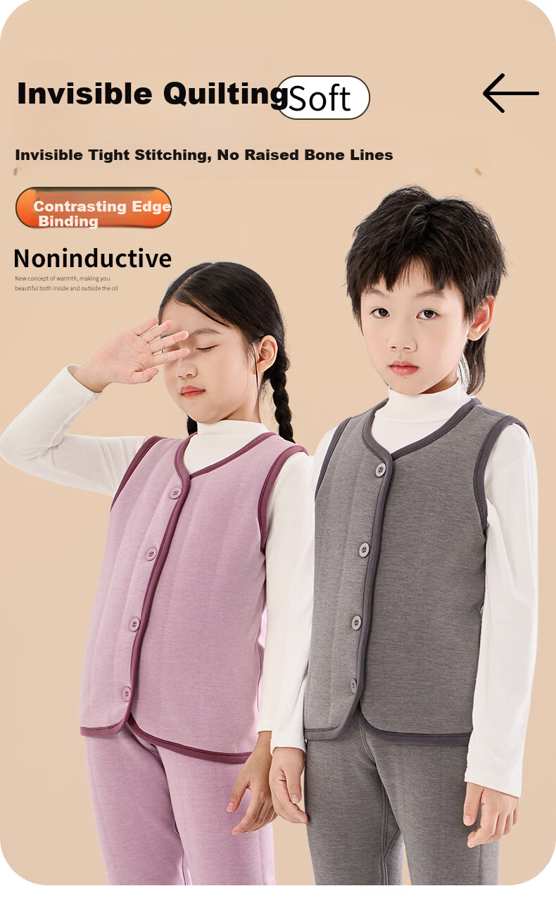 Miiow Kids Thermal Fleece Vest Autumn Winter School Uniform Essential Boys Girls Thickened Wool Cotton-Padded Innerwear 6