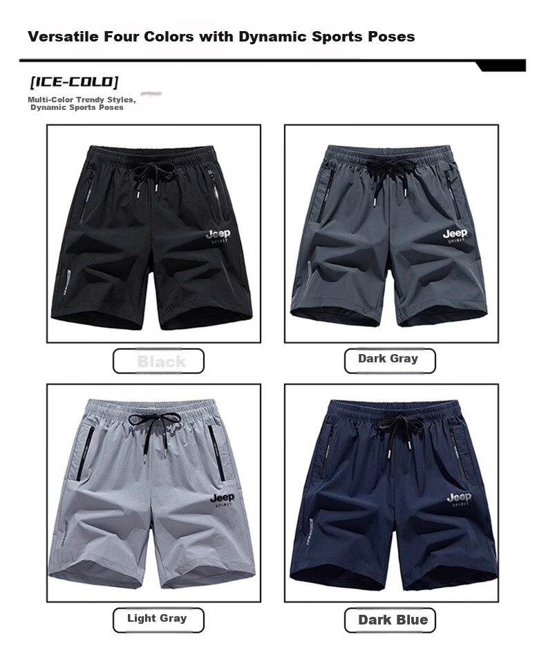 JEEP SPIRIT Men's Summer Ice Silk Cool Loose Fit Five-Point Shorts Lightweight Casual Sports Pants Black 5XL 7