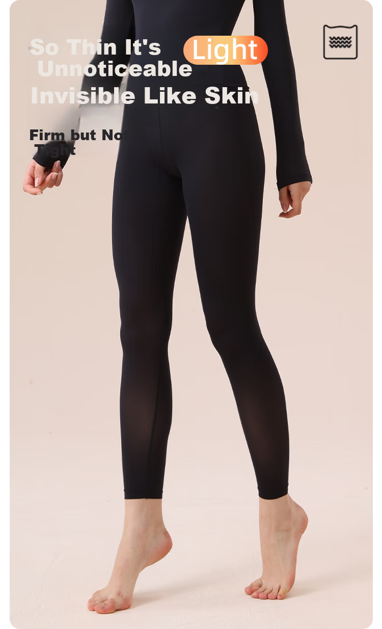 MiiOW Hyaluronic Acid Beauty Autumn Pants for Women, Ultra-Thin Seamless Thermal Underwear, Face Mask Warm Leggings, Black L 2