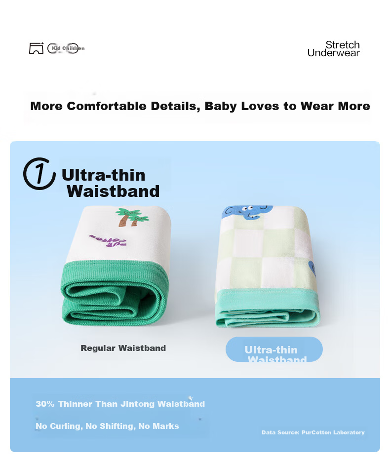PurCotton Children's Underwear for Boys And Girls, 5A Antibacterial, Cloud Flying + Winter Blue + Line Drawing Flying 6