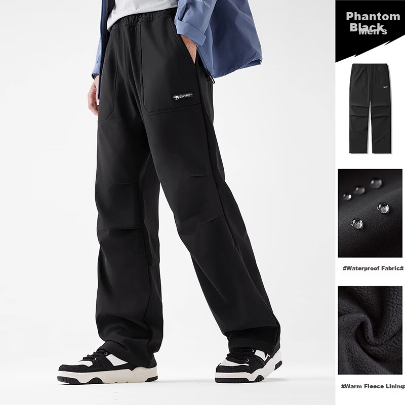 CAMEL [Wang Junkai Edition] Outdoor Ski Pants Men Fleece Lined Warm Water-Repellent Loose Work Pants Women 1684