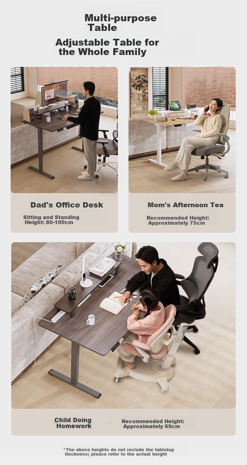 Loctek Electric Height Adjustable Desk Computer Desk Office Desk Study Desk ES2Pro 1.4m Gray Wood Grain 14
