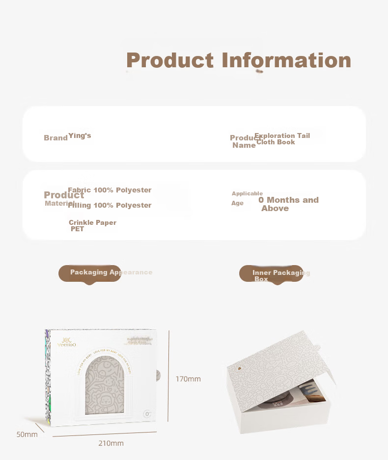 YEEHOO Baby Washable Premium Tear-Resistant Cloth Book Toy Gift Box Montessori Early Education Newborn Welcome Gift 10
