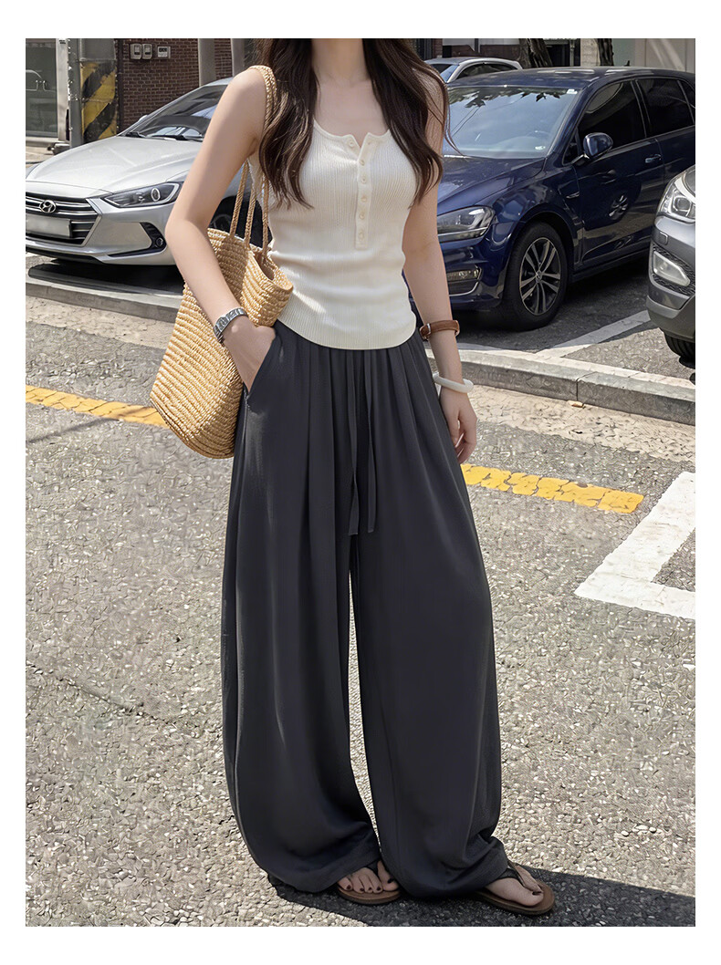 Xueqiman Linen Curved Blade Pants Women Summer Thin Pants 2026 New Ice Silk Draped Balloon Tencel Casual Pants Women 24