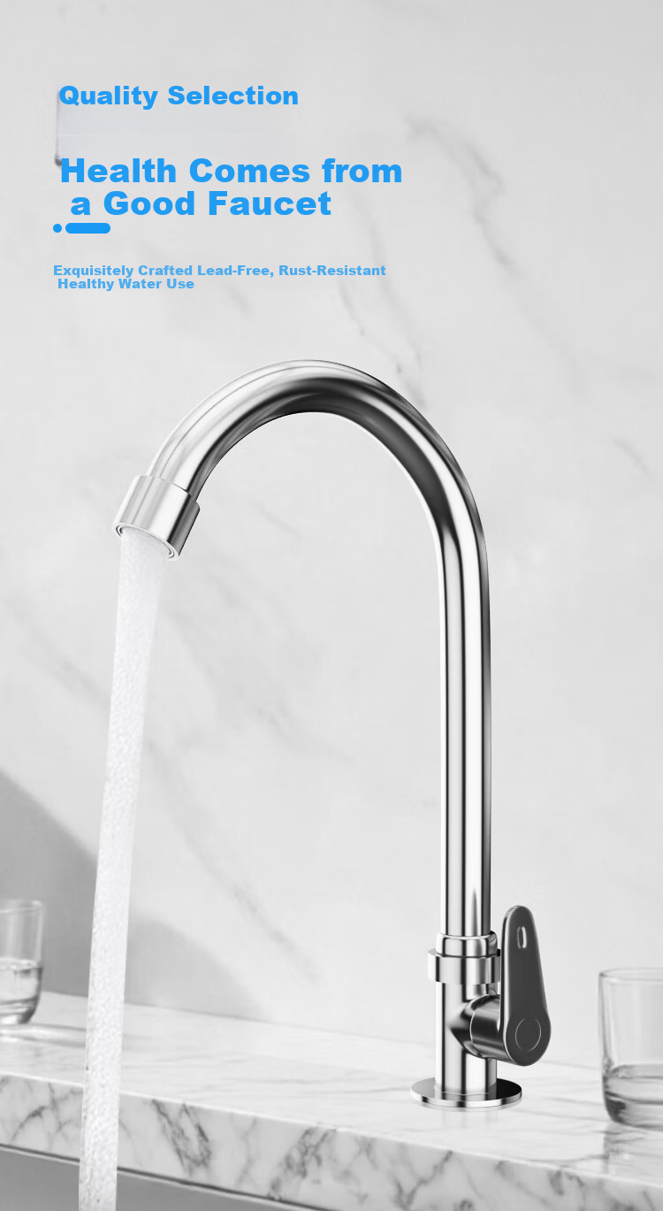 MJONI Kitchen Faucet Stainless Steel Single Cold Bubble Water Tap for Sink YLSDA 5