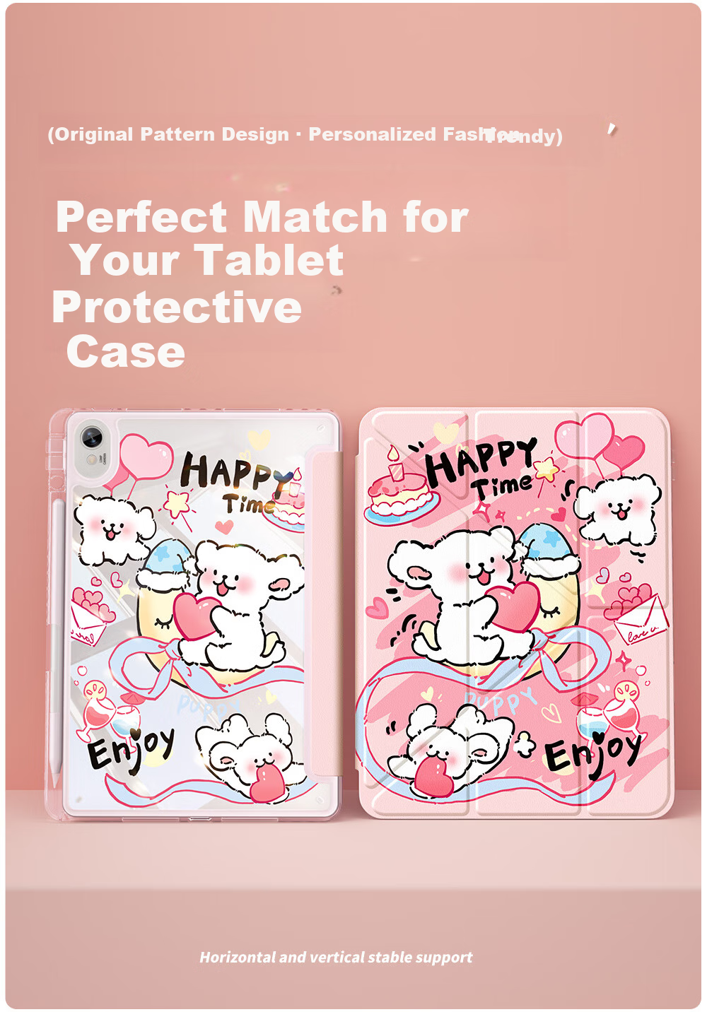 QBOSS Huawei MatePad Pro 12.2 Case Air 12 Tablet MatePad 11.5s Protective Cover Shockproof Pen Slot Slim Y-Shaped Multifunctional Folding Pink Dog 2